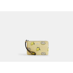 Coach Corner Zip Wristlet With Lemon Print